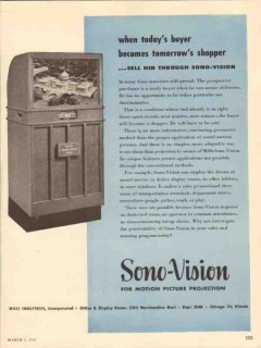 mills industries 1947 sono vision motion picture projection vintage ad