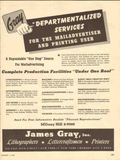 james gray inc 1947 mail advertiser printer user services vintage ad