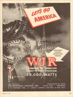 wjr 1947 lets go america goodwill station detroit mi radio vintage ad wjr 1947 lets go america goodwill station detroit mi radio vintage ad