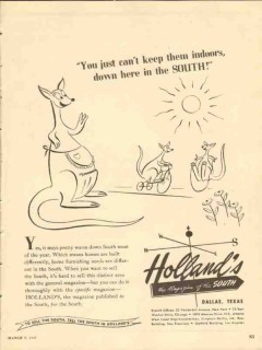 hollands magazine 1947 cant keep them indoors in the south vintage ad