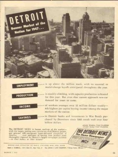 detroit news 1947 newspaper banner market of the nation vintage ad