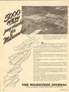 milwaukee journal 1947 5000 new paychecks newspaper media vintage ad