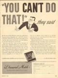 diamond match company 1947 you cant do that book matches vintage ad
