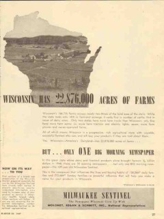 milwaukee sentinel 1947 acres of farms one big newspaper vintage ad