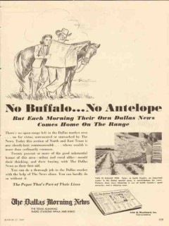 dallas morning news 1947 no buffalo antelope newspaper vintage ad