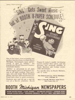 booth michigan newspapers 1947 sing sweet music media trade vintage ad
