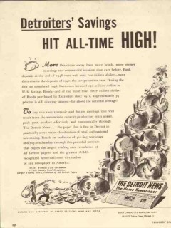 detroit news 1947 savings hit all time high newspaper media vintage ad