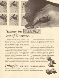 intaglio service corp 1947 taking gamble out gravure media vintage ad