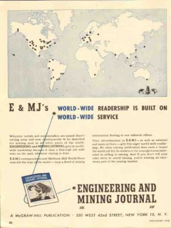 engineering and mining journal 1947 world wide service vintage ad