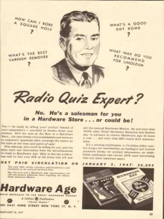 hardware age 1947 radio quiz expert salesman magazine media vintage ad