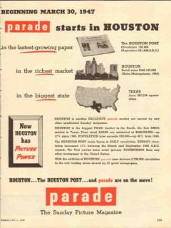 houston post 1947 parade starts fastest growing newspaper vintage ad