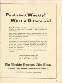 weekly kansas city star 1947 what a difference farm paper vintage ad