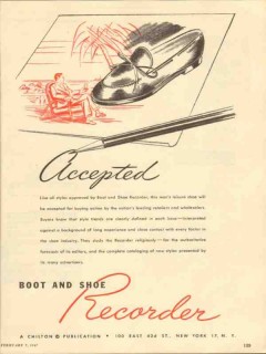 boot shoe recorder 1947 accepted styles approved media vintage ad