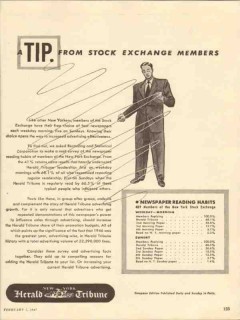 herald tribune 1947 tip from stock exchange members media vintage ad