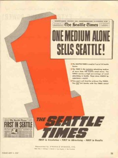 seattle times 1947 one medium alone sells newspaper media vintage ad seattle times 1947 one medium alone sells newspaper media vintage ad