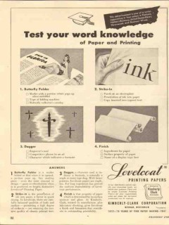 kimberly clark corp 1947 test word knowledge paper printing vintage ad