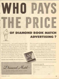 diamond match company 1947 who pays price advertising media vintage ad