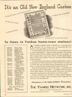 yankee network 1947 old new england custom radio media vintage ad