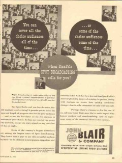 john blair company 1947 choice audiences spot broadcasting vintage ad