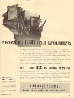 milwaukee sentinel 1947 wi retail morning newspaper media vintage ad