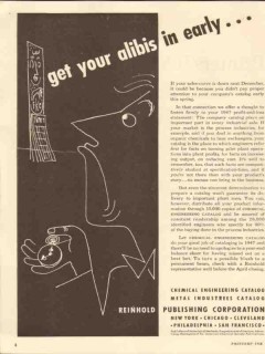 reinhold publishing corp 1947 get your alibi in early sales vintage ad reinhold publishing corp 1947 get your alibi in early sales vintage ad