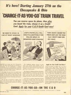 chesapeake ohio railway 1947 charge as you go train travel vintage ad