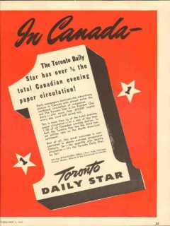 daily star 1947 toronto canada eve newspaper circulation vintage ad