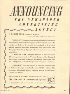 newspaper advertising agency 1947 j robert york meyer both vintage ad newspaper advertising agency 1947 j robert york meyer both vintage ad