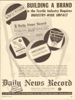 daily news record 1947 building brand textile industry vintage ad