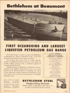 bethlehem steel company 1954 city tampa largest lpg barge vintage ad