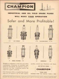 champion spark plugs 1954 industrial oil field more profit vintage ad