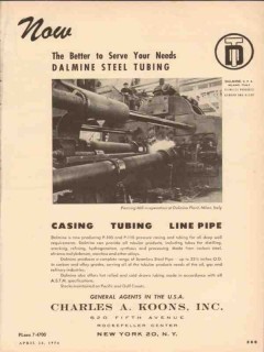 Charles A Koons Inc 1954 Vintage Ad Oil Dalmine Steel Tubing Casing