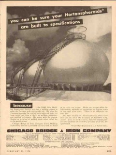 Chicago Bridge Iron Company 1954 Vintage Ad Oil Hortonspheroids Built
