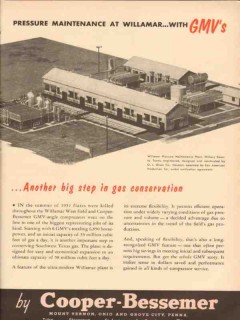 Cooper-Bessemer Corp 1954 Vintage Ad Pressure Maintenance Willamar GMV