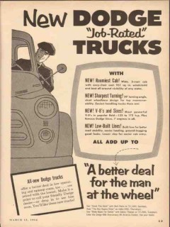dodge 1954 new job-rated trucks better deal man at wheel vintage ad