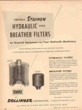 dollinger corp 1954 staynew hydraulic breather filters vintage ad