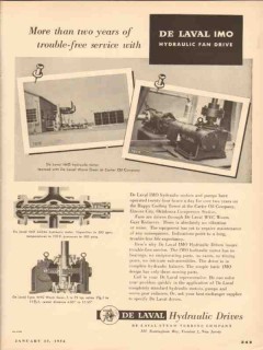 De Laval Steam Turbine Company 1954 Vintage Ad Oil Hydraulic Fan Drive
