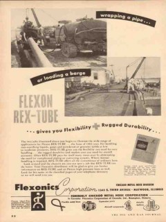 Flexonics Corp 1954 Vintage Ad Wrapping Pipe Loading Barge Rex-Tube Flexonics Corp 1954 Vintage Ad Wrapping Pipe Loading Barge Rex-Tube
