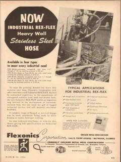 Flexonics Corp 1954 Vintage Ad Oil Stainless Steel Hose Rex-Flex Now Flexonics Corp 1954 Vintage Ad Oil Stainless Steel Hose Rex-Flex Now