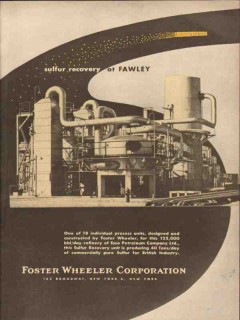 Foster Wheeler Corp 1954 Vintage Ad Esso Sulfur Recovery Fawley Eng