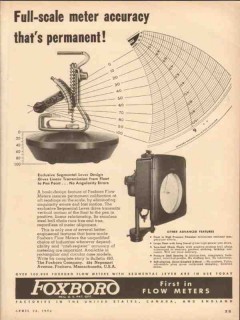 Foxboro Company 1954 Vintage Ad Oil Gas Full Scale Flow Meter Accuracy