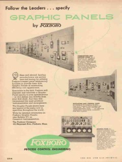 Foxboro Company 1954 Vintage Ad Oil Gas Graphic Panel Control Leaders