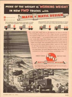 Four Wheel Drive Auto Company 1954 Vintage Ad FWD Truck Working Weight Four Wheel Drive Auto Company 1954 Vintage Ad FWD Truck Working Weight