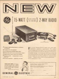 general electric company 1954 new 15w 2-way mobile radio vintage ad general electric company 1954 new 15w 2-way mobile radio vintage ad