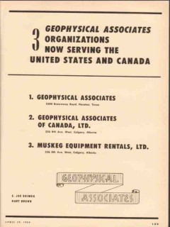 Geophysical Associates Inc 1954 Vintage Ad Oil Serving USA Canada Geophysical Associates Inc 1954 Vintage Ad Oil Serving USA Canada