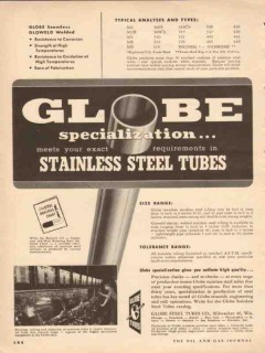 globe steel tubes company 1954 specialization stainless vintage ad