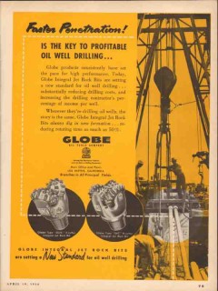 Globe Oil Tools Company 1954 Vintage Ad Drilling Faster Penetration