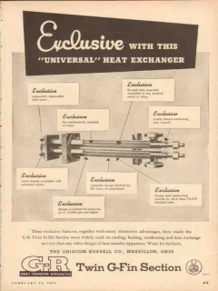 Griscom-Russell Company 1954 Vintage Ad Universal Exchanger Exclusive