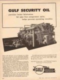 Gulf Oil Corp 1954 Vintage Ad Security Lubrication Pipeline Compressor Gulf Oil Corp 1954 Vintage Ad Security Lubrication Pipeline Compressor