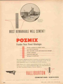 Halliburton Oil Well Cementing Company 1954 Vintage Ad Pozmix Proved